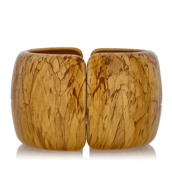 Brand New Kenneth Jay Lane Cuff Bracelet Magnetic Clasp in Imitation Wood - Picture 3 of 4